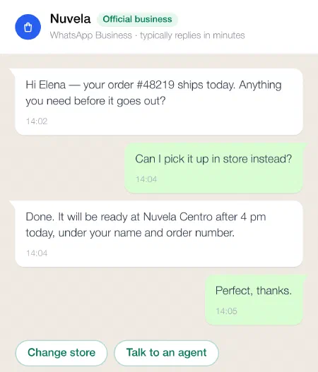 WhatsApp conversation example