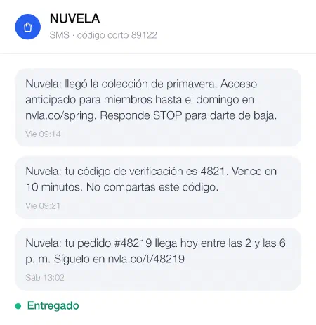 Ejemplo de conversación por SMS