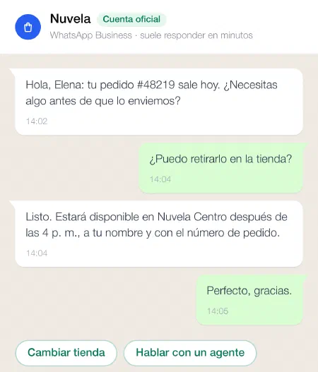 Ejemplo de conversación por WhatsApp