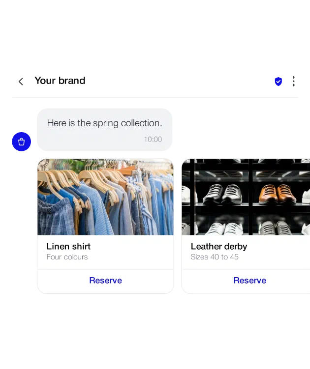 RCS example: product carousel with reserve actions